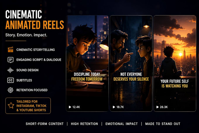 create cinematic animated reels for instagram and tiktok