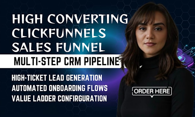 design a high converting clickfunnels sales funnel with multistep crm system