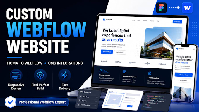 build a custom webflow website, figma to webflow, and cms integrations