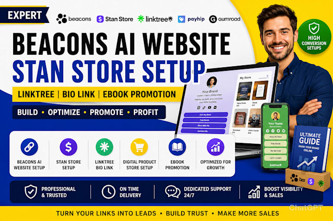beacons ai website beacons ai store linktree bio link ebook promotion setup seos