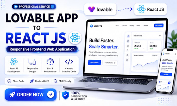 convert lovable app to responsive frontend website using react js