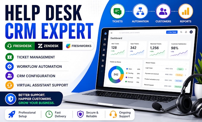 setup helpdesk, freshdesk zendesk crm, freskwork, visual assistant
