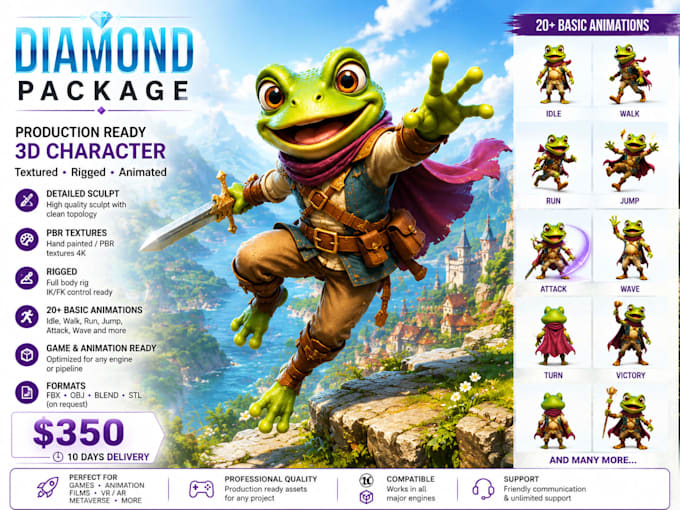 create a stylized cartoon 3d character for game or movie