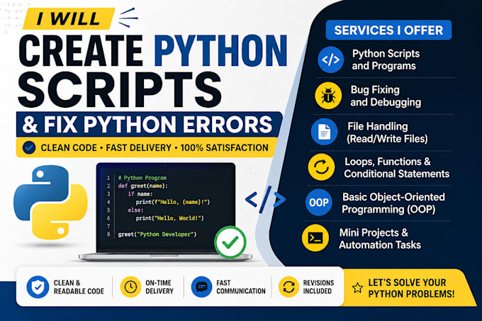 do python programming and fix errors