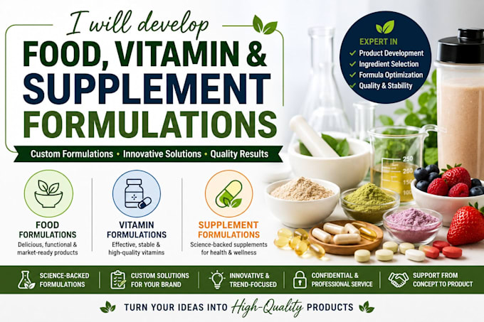 develop food, vitamin and supplement formulations