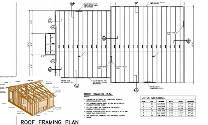 timber or wood structure, framing and trusses plan