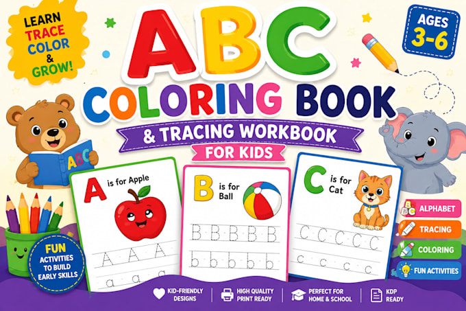 create abc coloring books and tracing worksheets for kids