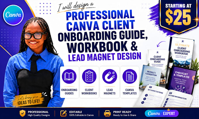 create a canva client workbook and onboarding guide