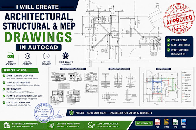 design permit ready architectural, structural and mep drawings