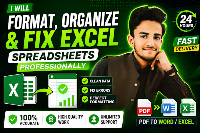 format, organize and fix excel spreadsheets professionally