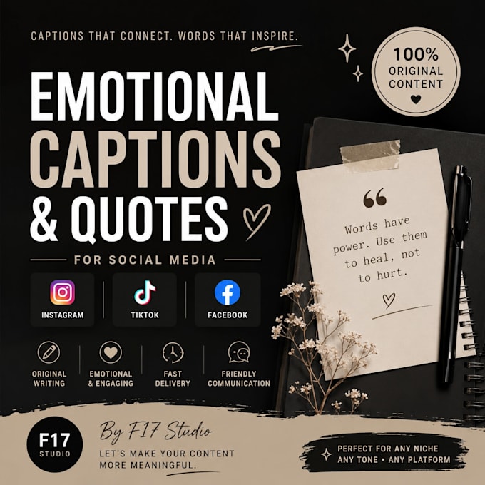 write emotional quotes and captions for social media