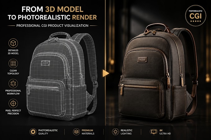 do cgi 3d model of bag, backpack, suitcase, luxury handbags and rendering