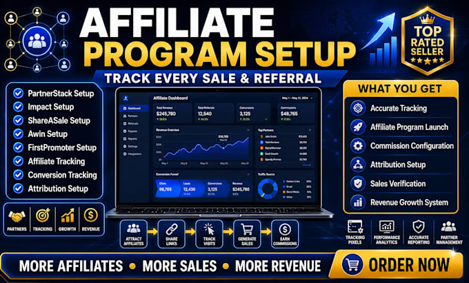 setup and optimize your partnerstack, impact, shareasale, awin, or firstpromoter