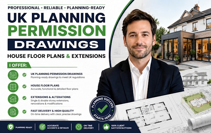 create UK planning permission drawings, house floor plans, and extensions