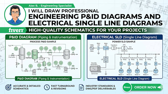 draw engineering pid diagrams and electrical single line diagrams