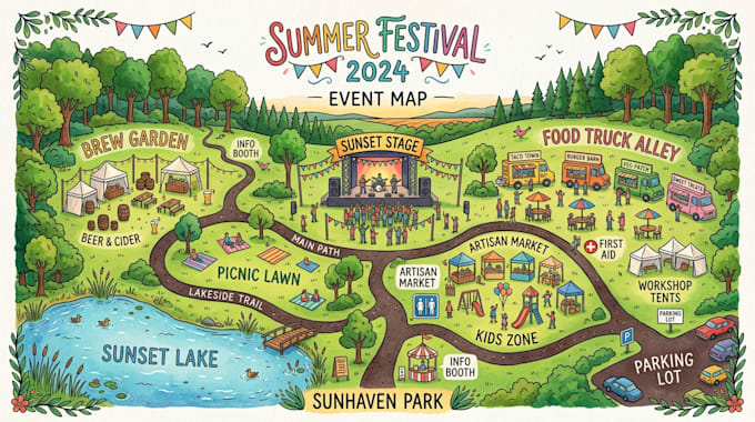 design custom illustrated event map city map and vector siteplan