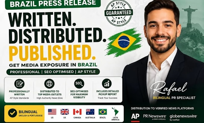 write distribute submit brazil press release for media coverage pr distribution