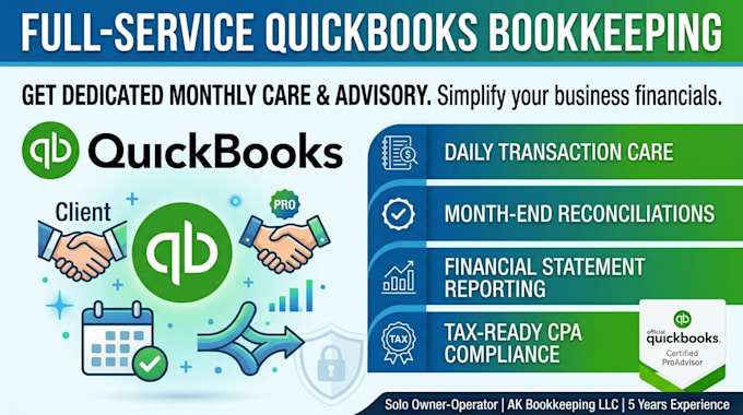 provide monthly bookkeeping in quickbooks online