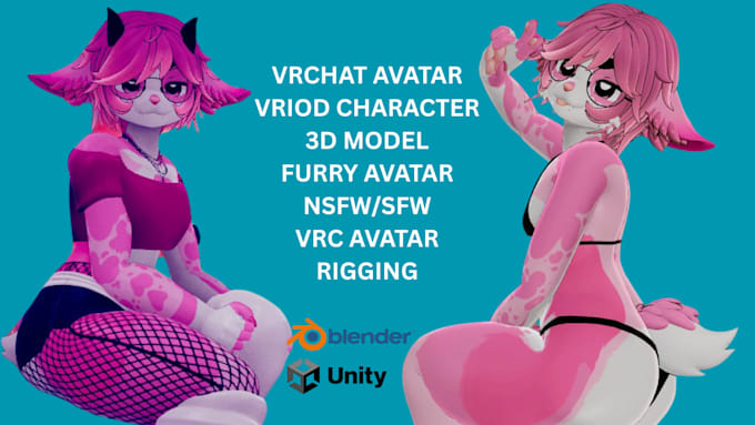do custom vrchat avatar stylized 3d character model anime avatar furry avatar