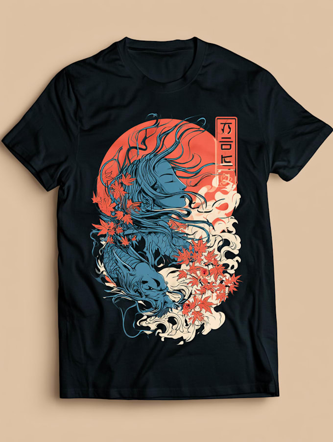 do a japanese t shirt illustration