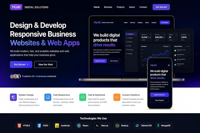 design and develop a responsive business website or web app