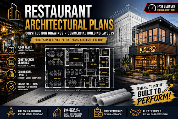 design restaurant architectural plans construction drawings building layouts