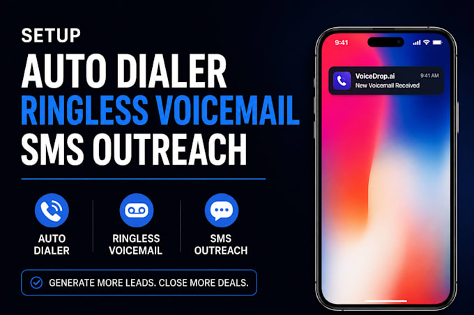 setup sweepstkes ringless voicemail drops cold call lead ai auto dialer outbound