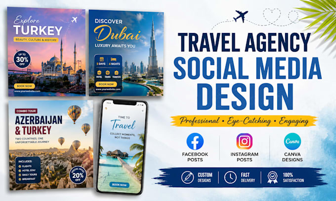 create travel agency social media posts in canva