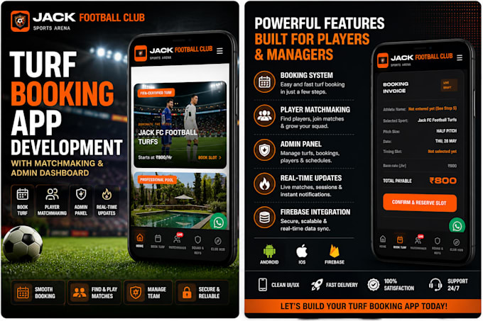 build a turf booking app with matchmaking and admin dashboard