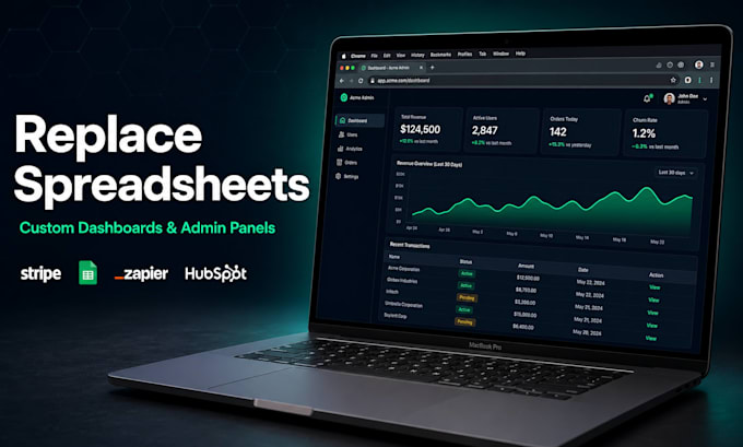 build a custom internal dashboard or admin panel with API integration