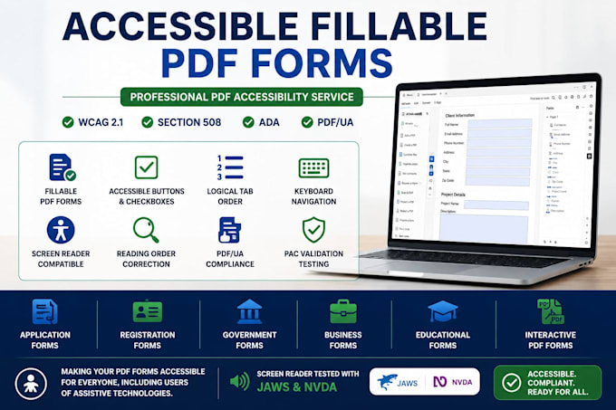create screen reader compatible fillable PDF forms