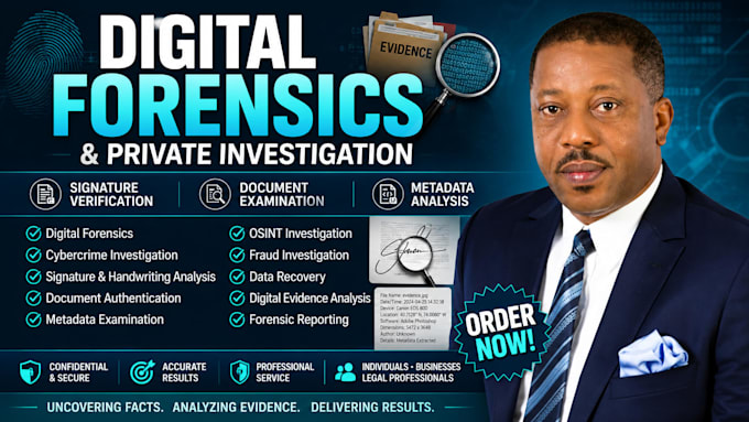do forensic handwriting, signature analysis, metadata analysis, report writing