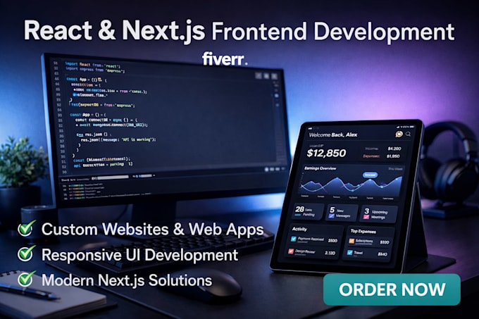 build a responsive next js website or react web application