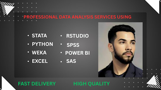 data analysis using spss, rstudio, python, stata, weka, excel, power bi and sas