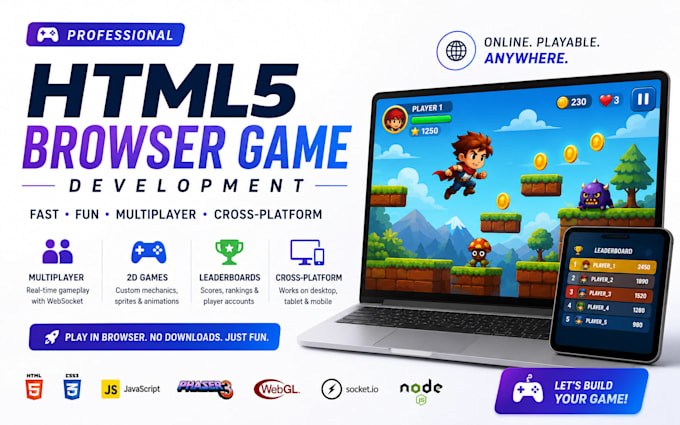 develop a multiplayer online browser game using HTML5, javascript, and phaser j