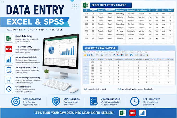 provide kobotoolbox, excel and spss data support