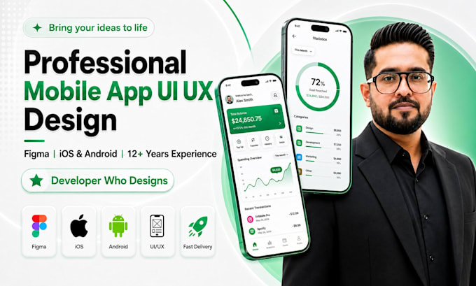 design a professional mobile app UI UX with figma for ios and android