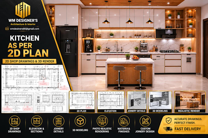 professional kitchen cabinet and millwork shop drawings