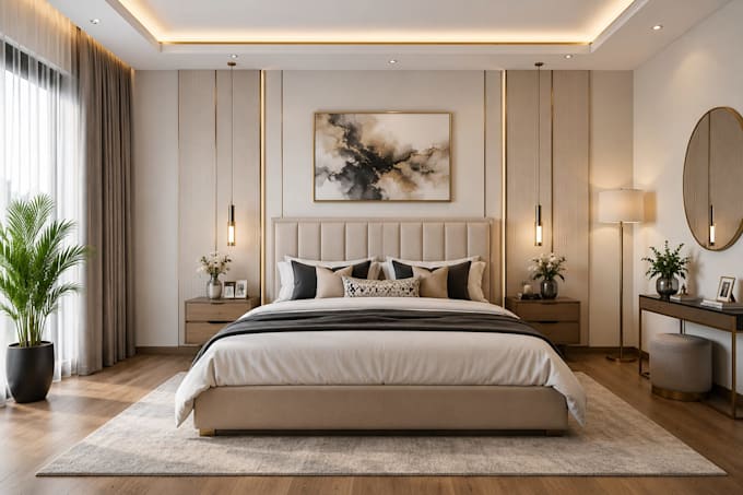 design interior decor and 3d rendering for bedroom living kitchen from ikea