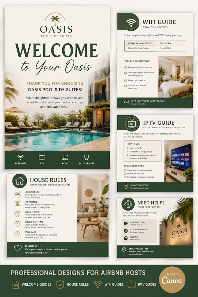 create professional apartmans or airbnb welcome