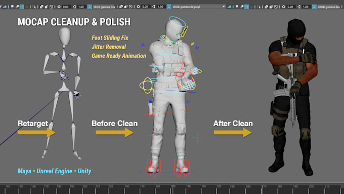 clean up and polish motion capture mocap animation for games