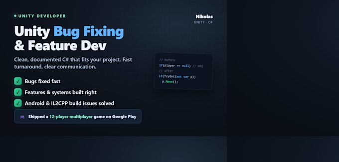 develop features or fix bugs in your 2d unity game