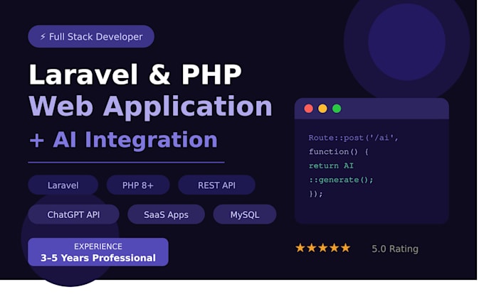 develop a custom laravel, wordpress or PHP web application with ai integration