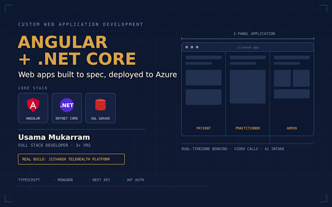 build a web app using angular, dotnet core and sql server