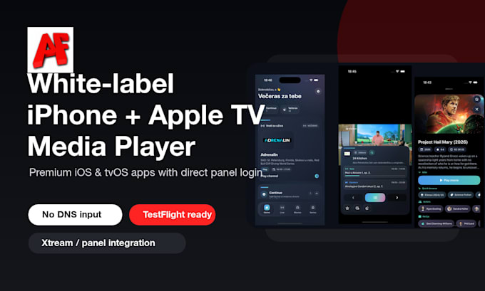 create a white label iphone and apple TV media player app