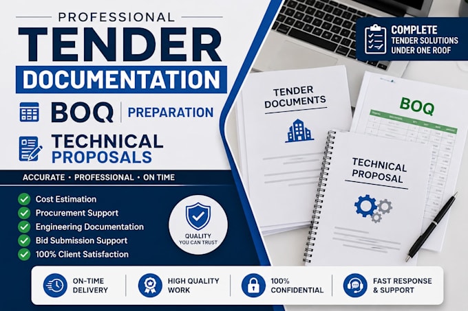 prepare tender documents, boq and technical proposals