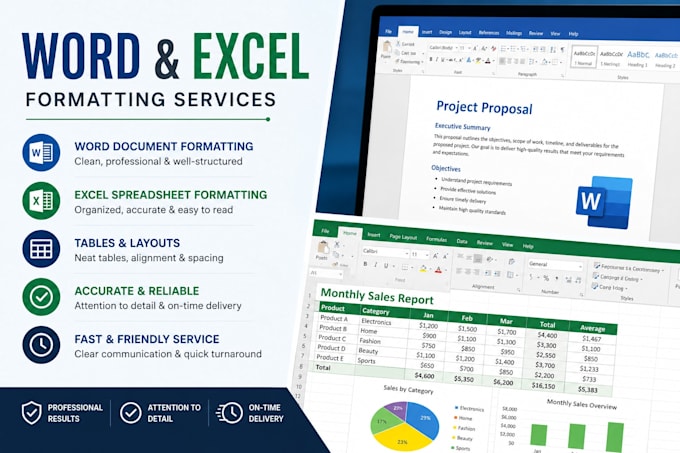 word document and excel spreadsheet formatting