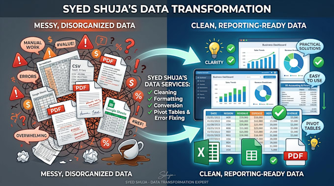do data cleaning, formatting, and organizing in excel or CSV