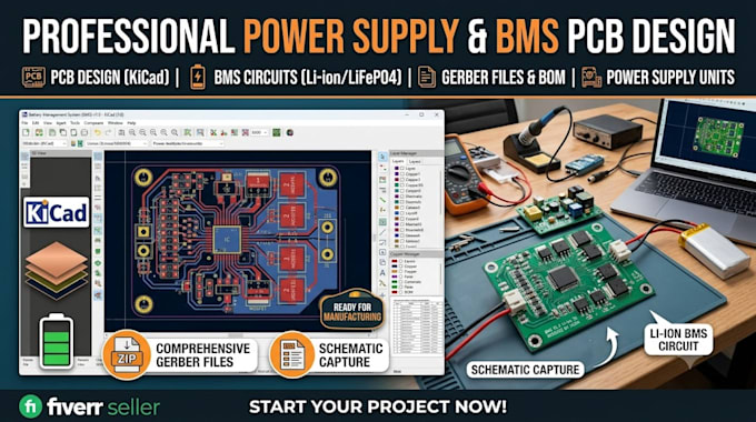 power supply pcb design, battery management system kicad