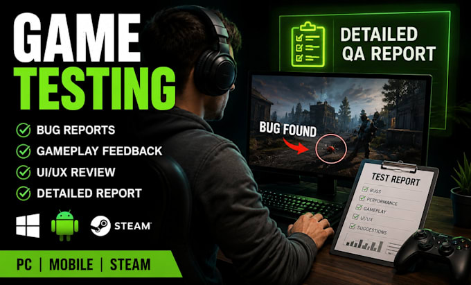 Gameplay Testing Test your game and provide a detailed bug report and gameplay feedback ...